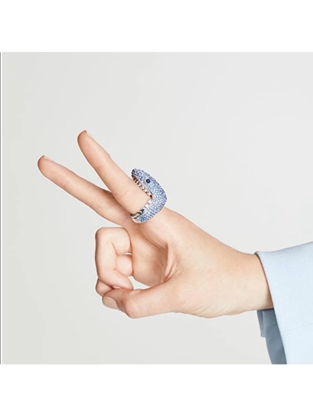 NEW Kate Spade Pave Blue Crystal Embellished California Dreaming Shark Ring